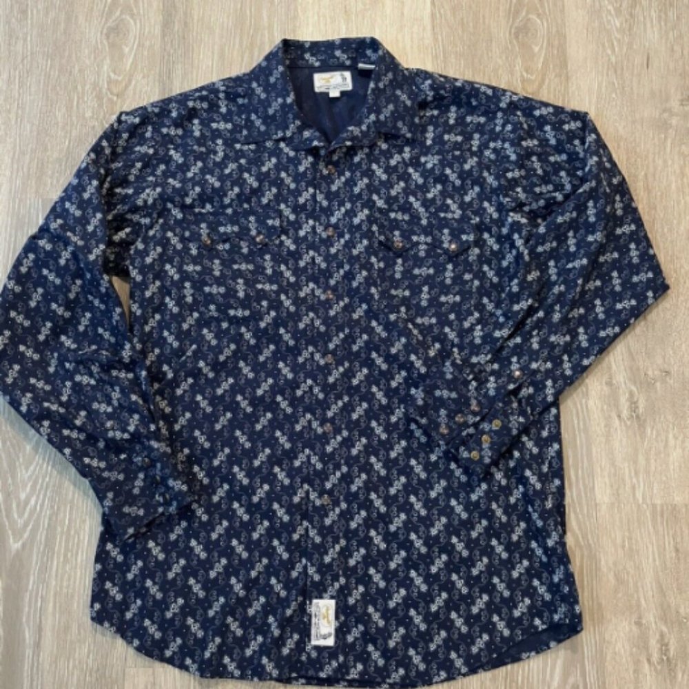 Panhandle Slim Blue Long Sleeve Western Cowboy Shirt Size L